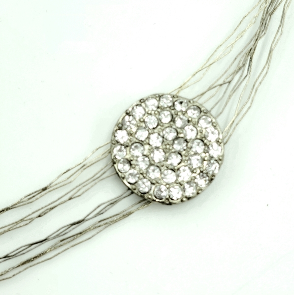 🔴 Silver Thread Rhinestone Demi-parure - Picture 3 of 16